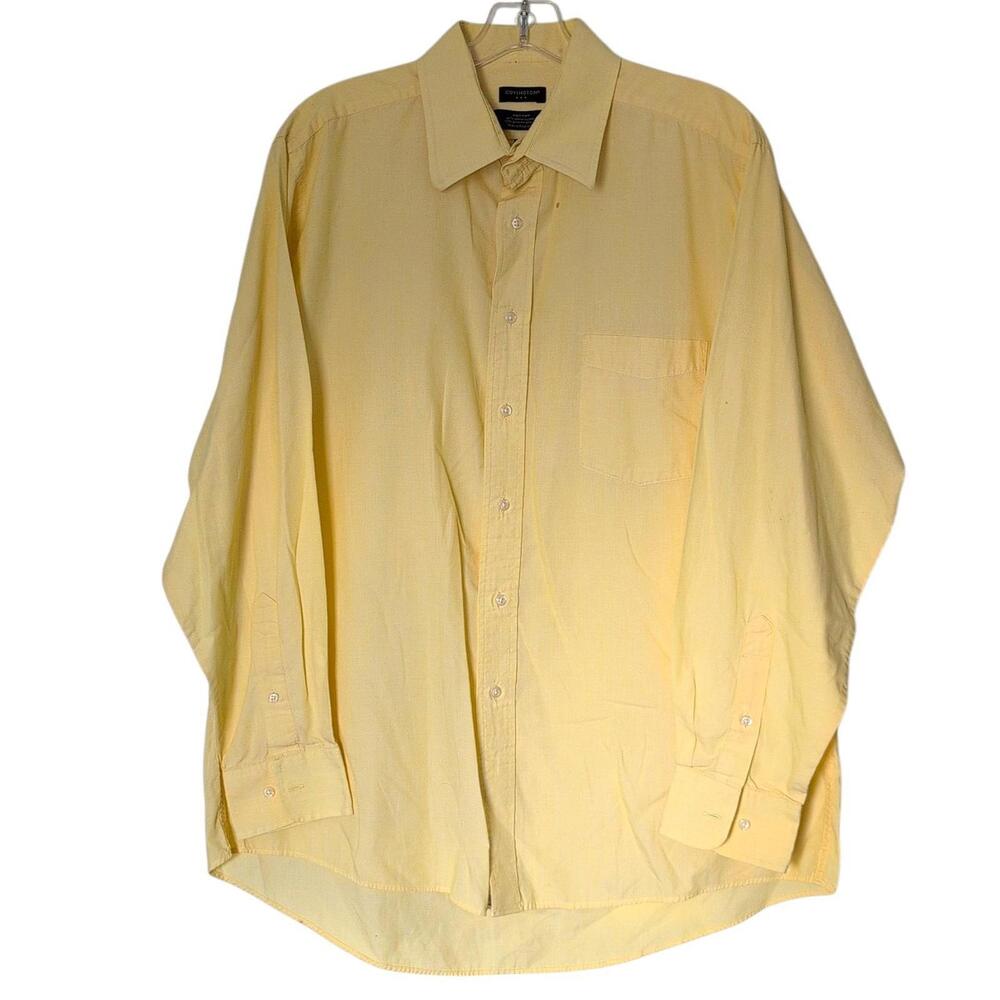 Covington Shirt Mens Large‎ Yellow Dress Button Down Long Sleeve Easy Care Work